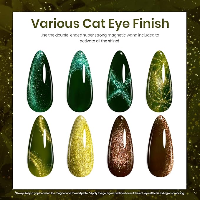Beetles Cat Eye Gel Nail Polish Set - 20 Colors Winter Gel Polish Nail Set Burgundy Brown Green Nail Polish Glitter Pearl Nail Manicure with Base Coat Matte&Top Coat Soak off Christmas Gift for Women