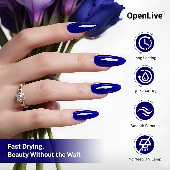 16.5ml Dark Blue Nail Polish Large Volume Quick Dry Nail Polish, Long Lasting Shine, Fingernail Toenail Nail Art DIY Home Travel Nail Art Gift