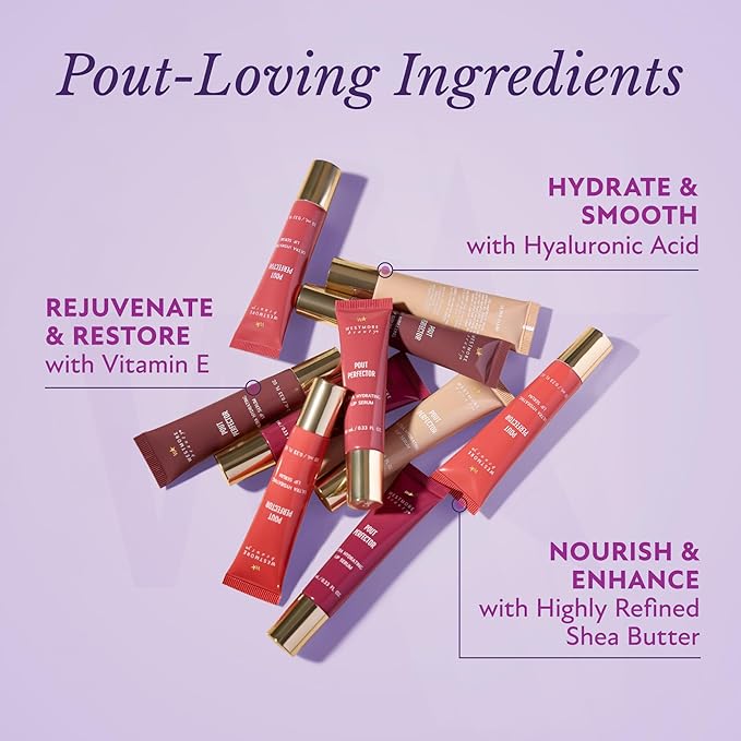 Westmore Beauty Pout Perfector Lip Gloss – Intensely Hydrating Sheer-Tinted Balm with Hyaluronic Acid & Vitamin E – Plumps & Nourishes Dry, Cracked Lips for a High Shine Finish – Rich Raspberry, .33oz