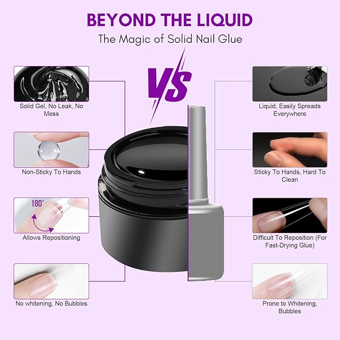 Makartt Solid Nail Glue Gel: Extra Strong Gel Nail Glue for Press On Nails & Fake Tips Long-Lasting Strong Adhesion Nails Glue for Acrylic Nails Clear 3D Gels for Nail Art Home Salon UV Light Cured