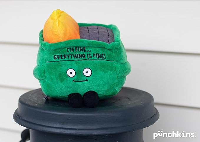 Punchkins Dumpster Fire Plushie - I'm Fine, Everything is Fine! Dumpster Fire Plush, Emotional Support Plushie, Funny Plush Toy for Gifting