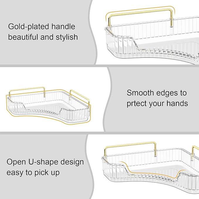 GTI 3-Tier Corner Bathroom Counter Organizer, Large Capacity Makeup Organizer Countertop, Perfume Cosmetics Skincare Vanity Organizers, Exquisite Countertop Storage for Women (Clear)