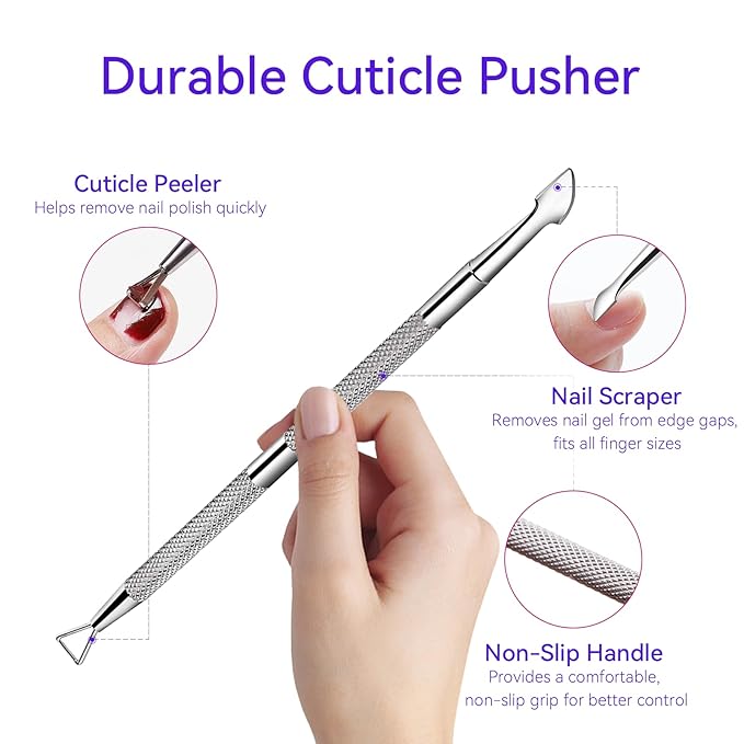 Makartt Nail Polish Remover Clips Kit, 20PCS Reusable Nail Soak Off Clips for Fingers and Toes, Professional Nail Gel Remover Tools with Double-Ended Cuticle Pusher for Removal Acrylic Art Nail Polish