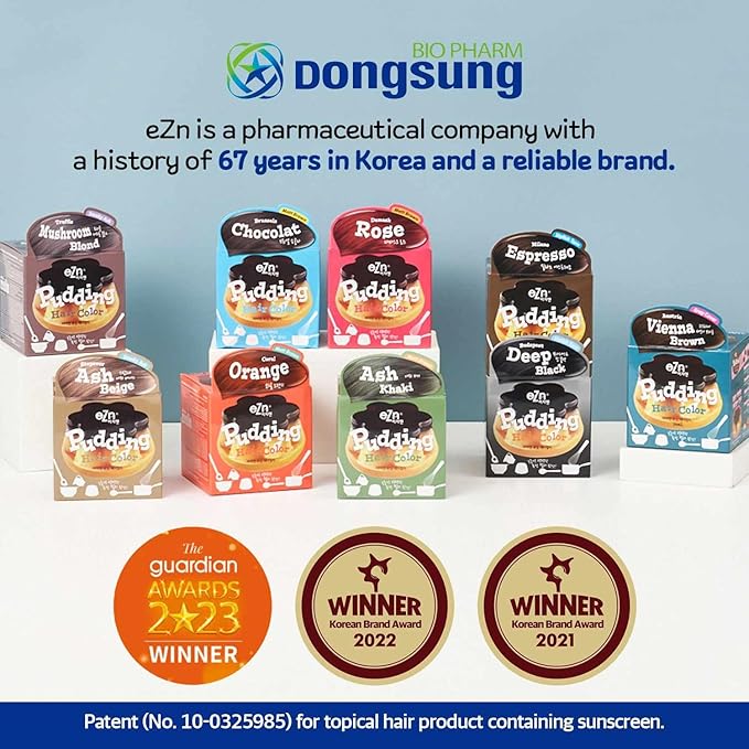 eZn Pudding Hair Dye Ammonia Free Semi-Permanent Self Hair Dye DIY Kit included contain Keratin Made in Korea Beauty (Ash Khaki)