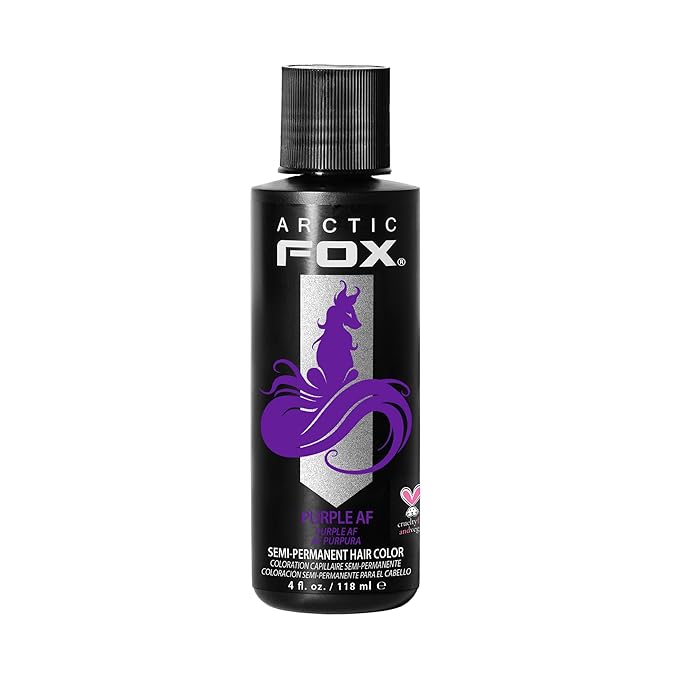 Arctic Fox Semi-Permanent Hair Dye, Vegan & Cruelty-Free, Ammonia-Free, Conditioning, Long Lasting, Vibrant Purple AF Color, For All Hair Types, Unisex, 4 Fl Oz