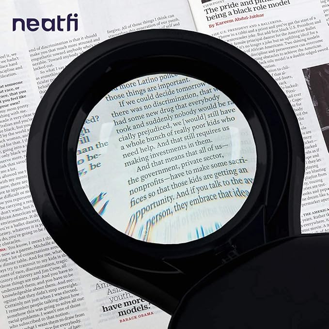 Neatfi 1,200 Lumens Super LED Magnifying Lamp with Clamp, Dimmable, Includes Microfiber Cleaning Cloth, 5 Inch Diameter Lens for Reading, Sewing, Crafting (Black, 5 Diopter)