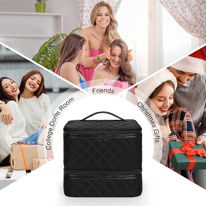 Ethereal Nail Polish Organizer Case Holds 30+ Bottles (15ml/0.5 fl.oz) Nail Lamp, Gel Polish Travel Case Bag for Nail Suppiles, Gift for Manicurist, Girls