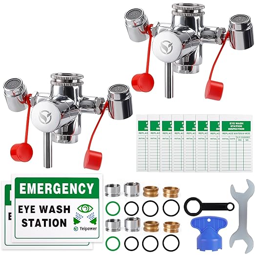 Faucet-Mounted Eye-Wash Staion Kit - Emergency Eyewash Staion OSHA Approved Sink Faucet Attachment First Aid Eye Flush Kit