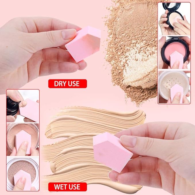 25 PCS Makeup Blenders Sponges Set, Use for Dry and Wet, Perfect for Full Face Curve Blending, Cream, Liquid, Powder Foundation Cosmetics, Latex Free & Soft & Flexible, Pentagon