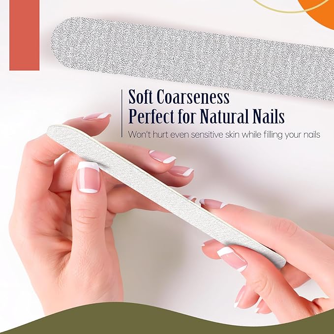 Maryton 50Pcs Disposable Nail File, 5 Inch Thin Emery Boards 180/180 Grit Nail Files for Natural Nails, Professional Pedicure Manicure Tools Set