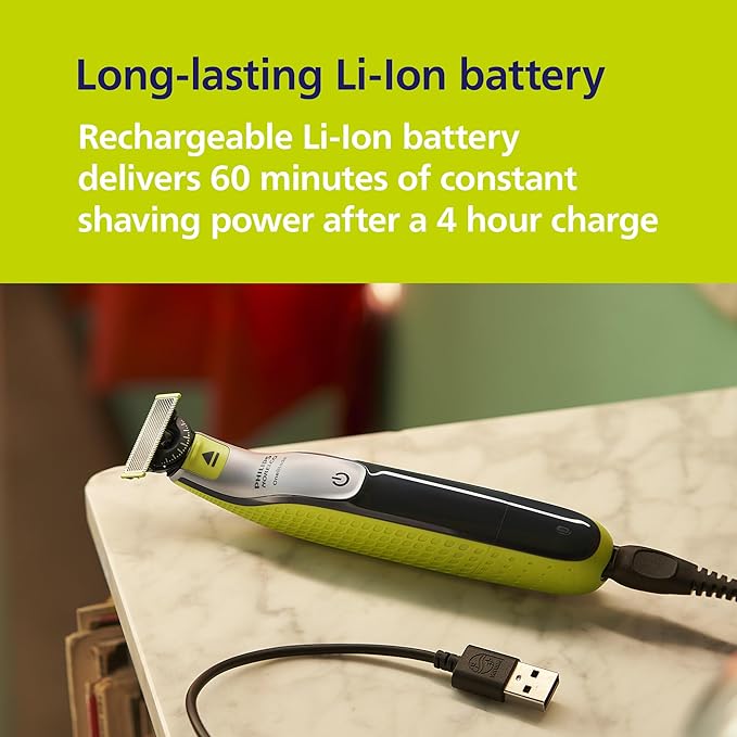 Philips Norelco for Face + Body, Electric Beard Trimmer, Shaver and Groomer, 5in1 Adjustable Comb, 1x Body Kit, Model QP2834/70, Black/Lime Green