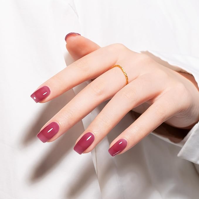 MAYCHAO 15ML Jelly Plum Gel Nail Polish 1Pc Crystal Plum Gel Polish Soak off Translucent Plum Nail Polish Nail Art Manicure Salon DIY at Home, 0.5 OZ