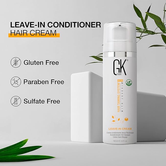 GK HAIR Vegan leave in conditioner for dry damaged hair (4.4 Fl Oz/130ml) Conditioning Hydrating Smoothing Moisturizing & Frizz Control For Dry Damaged Hair Taming before Swimming or Exercise
