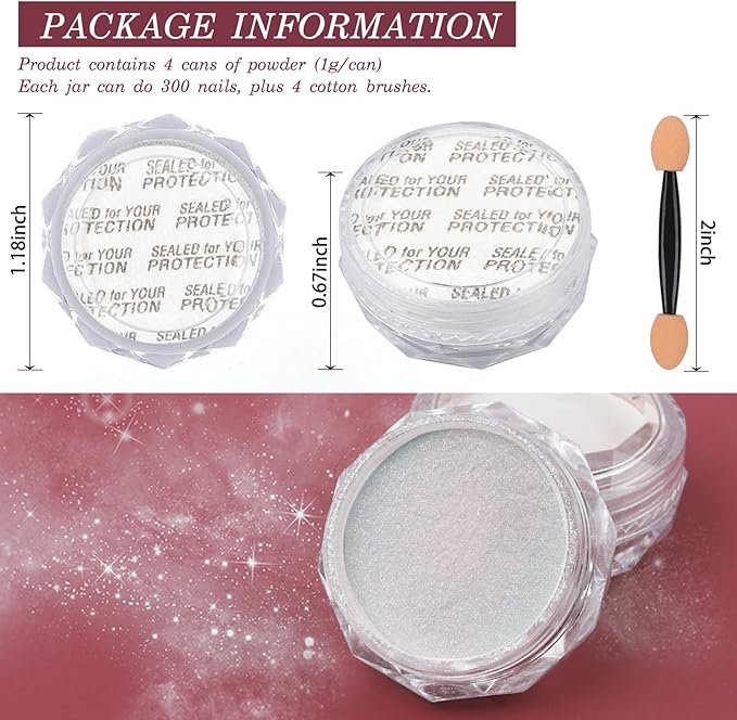 Artdone Chrome Nail Powder Metallic Mirror Effect Pigment Chrome Iridescent Aurora Nail Glitter Mermaid Pearl Glitter Dust Kit for Gel Polish Nail Art Decoration, Resin Craft