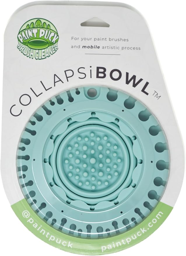 Paint Puck CollapsiBowl Paint Brush Cleaner Rinse Cup (Green) – Collapsible Paint Water Cup & Brush Cleaner with Brush Holder, Squeegee Lips & Drip Tray for Acrylic, Watercolor & Art Supplies