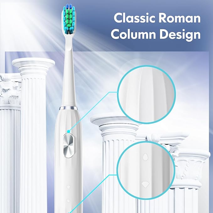 Electric Toothbrush for Adults Kids Electric Toothbrush Rechargeable Sonic Toothbrush Ultrasonic Toothbrush with Timer, 9 Brush Heads, 5 Cleaning Modes 4-Hour Charge Lasts 60 Days (New White)