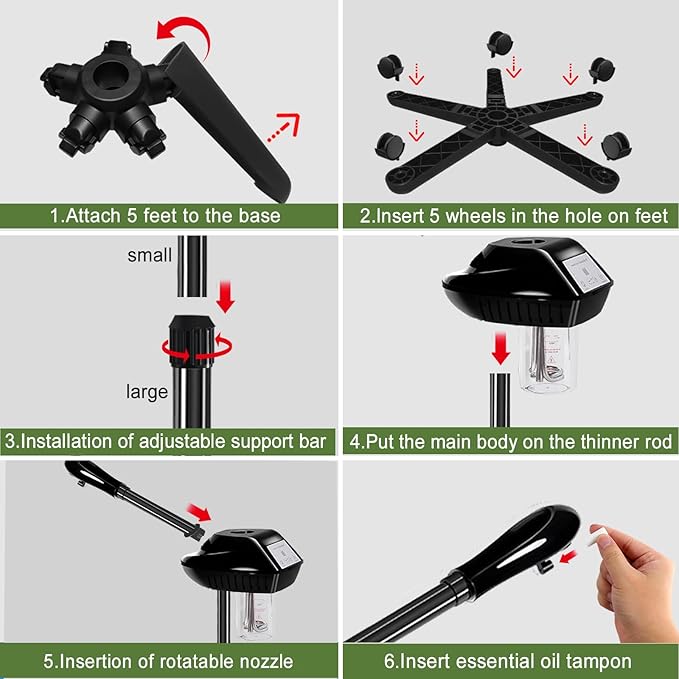 Face Steamer Professional,Steamer for Facial on Wheels,Ozone Face Steamer for Deep Facial Cleansing