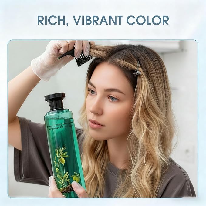 Long-Lasting Botanical Essential Oil Hair Dye,Mild Formula Long Lasting Hair Dye Set,Plant-Based Hair Color for Gray Coverage (Dark Brown)