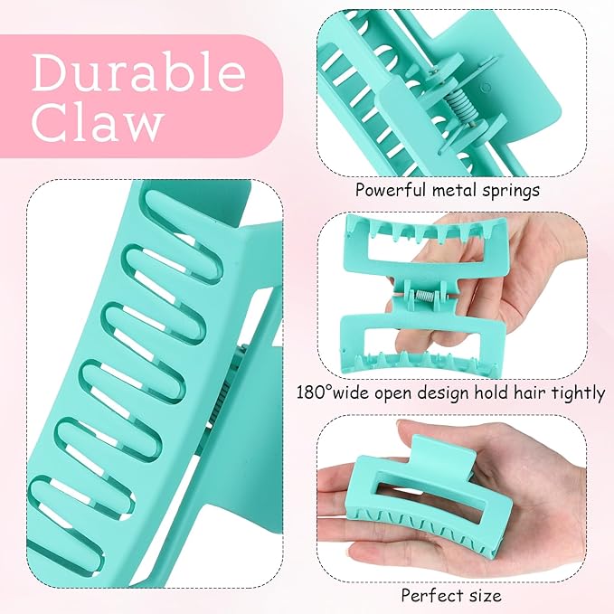 XunYee 100 Pcs Hair Claw Clips Bulk Large Square Jaw Headwear Clips Set for Women Nonslip Rectangle Hair Accessories Clip for Girl Women Gifts Beauty(3.4'',Sweet Colors)