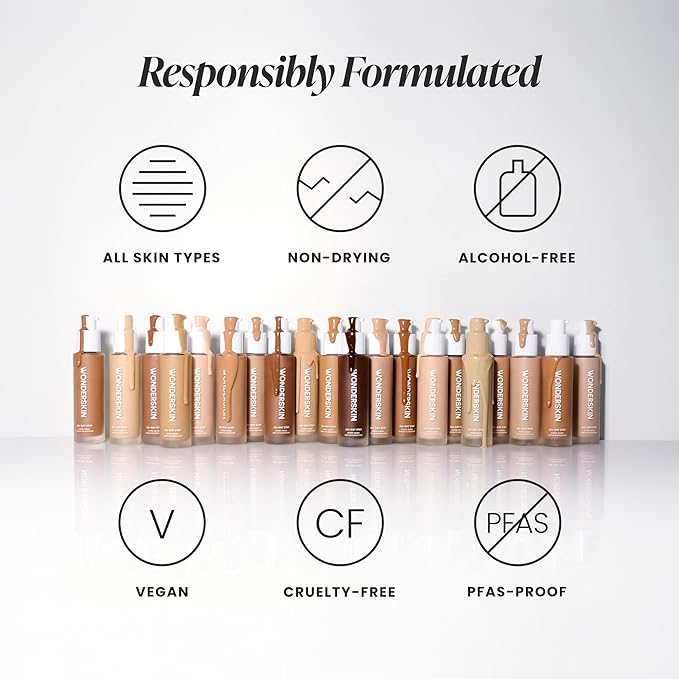 Wonderskin Hyper Bond All-Day Stay Serum Foundation – Waterproof, Transfer-Proof, 24HR Longwear Face Makeup with Niacinamide & Hyaluronic Acid – Lightweight, Natural Finish (Dream)