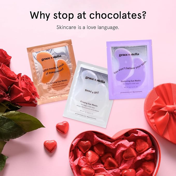 grace & stella Caffeine Under Eye Patches - Awakening Eye Patches for Puffy Eyes and Dark Circles - Under Eye Mask Patches with Niacinamide & Hyaluronic Acid - Vegan, Holiday Gift (Bronze, 6 Pairs)