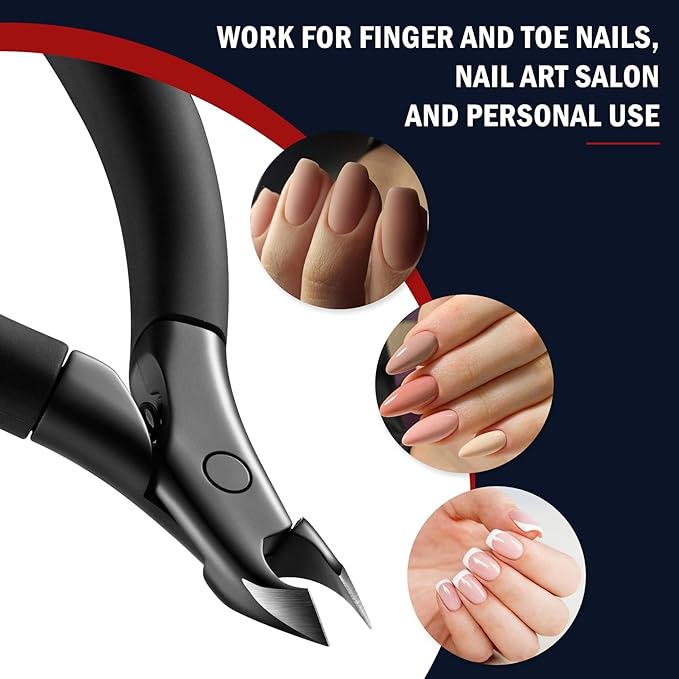 FVION Cuticle Trimmer – Professional Cuticle Nippers, Rubber Coated Handle Manicure Tools – Stainless Steel Cuticle Cutter for Nails (5mm), Dark