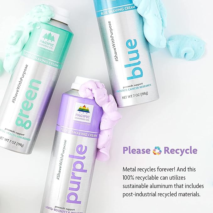 Pacific Shaving Company Purple Shaving Cream - Foaming Colorful Shaving Cream - Hydrating, Redness Reducing + Irritation Free Shave Cream (7 Oz)
