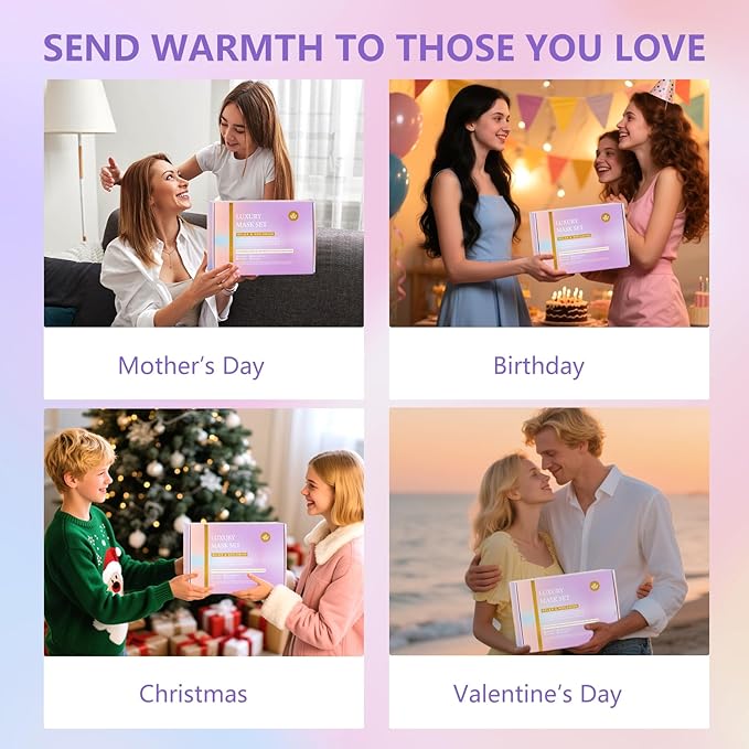 Face Sheet Masks Pack, 55 Pcs Skin Care Kit, Spa Kit Gift for Women, Real Deep Hydrogel Collagen Mask, Hyaluronic Acid Face Serum, Clay Mask, Gel Eye Mask, Lip Gloss, Christmas, Birthday, Anniversary