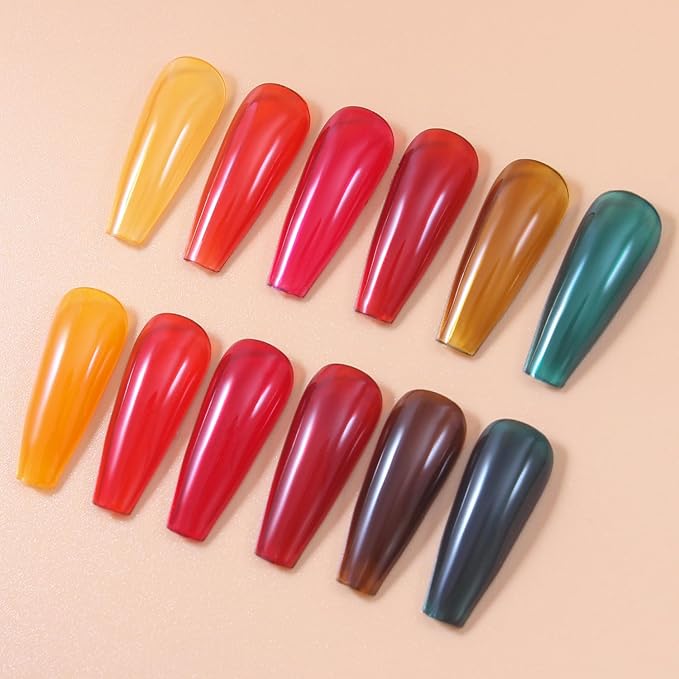 Artdone Sheer Gel Nail Polish Set Jelly UV Gel 6 Colors Translucent Amber Nude Brown Colors Nail Polish For All Seasons Neutral Soak off LED Lamp Gel Manicure Kit For Nail Art