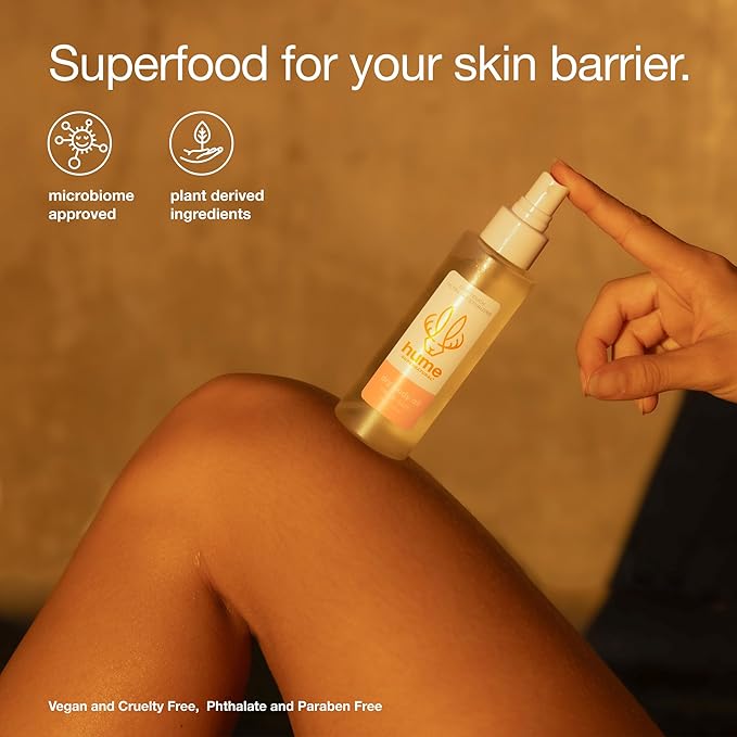 HUME SUPERNATURAL Dry Body Oil Spray - Ultra Hydrating Oil for Dry Skin, Light and Nourishing Body Oils for Women and Men, Long-Lasting Moisture (Amber Woods 2-Pack)