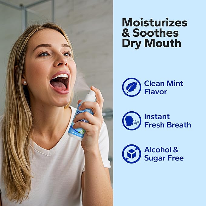 Fresh Breath Spray (2 Pack), Mouth Moisturizer for Dry Mouth, Long Lasting Mint Flavor, 1.69 oz Travel Size, Alcohol-Free & Sugar Free, Natural Ingredients for Bad Breath Instant Fresh