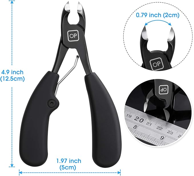 Toenail Clippers for Thick & Ingrown Toe Nails Heavy Duty Precision Nail Scissors Super Sharp Curved Blade Grooming Tool opove X5, Black
