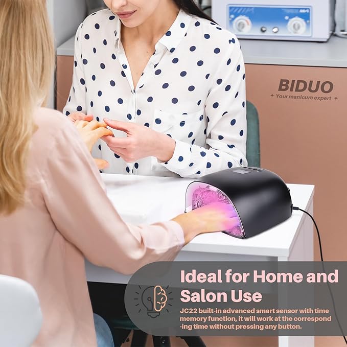 52 Beads Professional UV LED Nail Lamp - Long Battery Life Rechargeable Nail Light for Gel Nails,Nail Tech Must Haves UV Fast Dryer Lamp for Gel Polish (JC22-Pro,Matte Black)