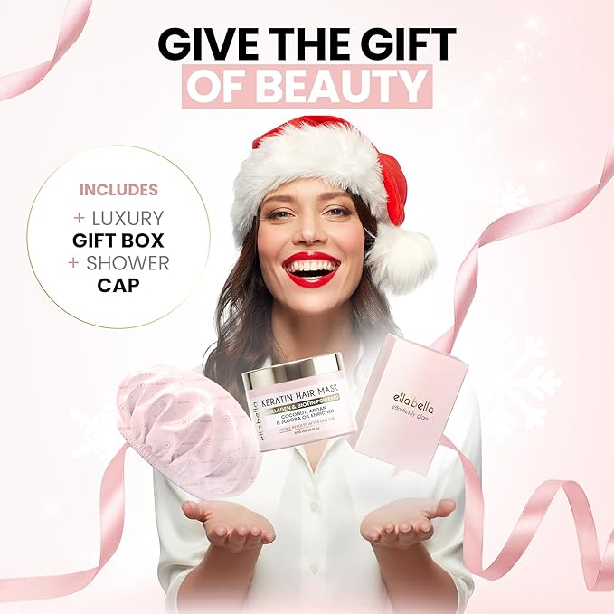 ELLA BELLA® Keratin Hair Mask – Deep Conditioning Hair Treatment & Hair Repair Mask for Dry, Damaged, Curly, and Color-Treated Hair – Hydrating Deep Conditioner for Softness, Shine & Growth