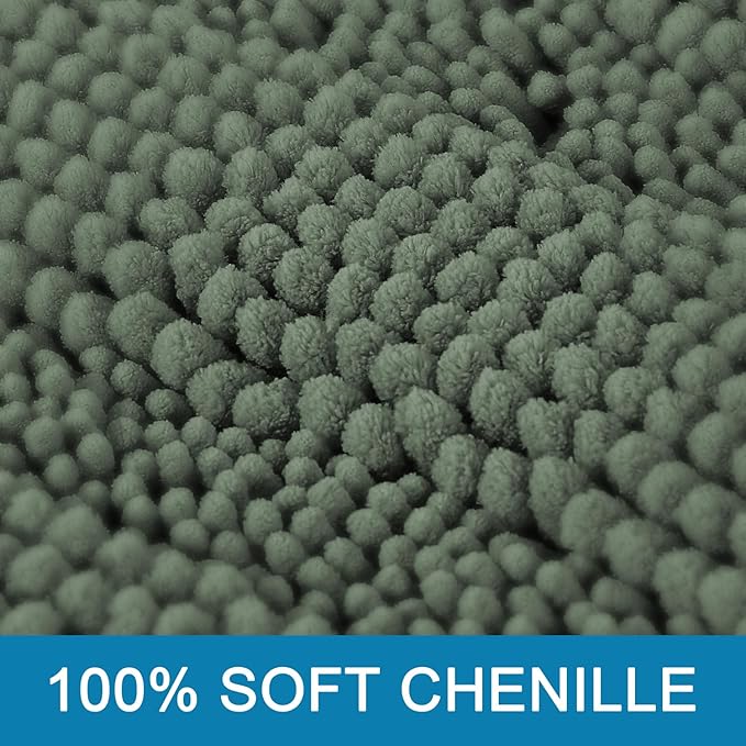 H.VERSAILTEX Bathroom Rugs Bath Rug Set 2 Piece Bathroom Contour Rug Toilet Mat Non Slip Contour Bath Rug Ultra Thick Water Absorbent Striped Bath Mats Washable(20" x 32" Plus 20" x 20" U, Green Bay)