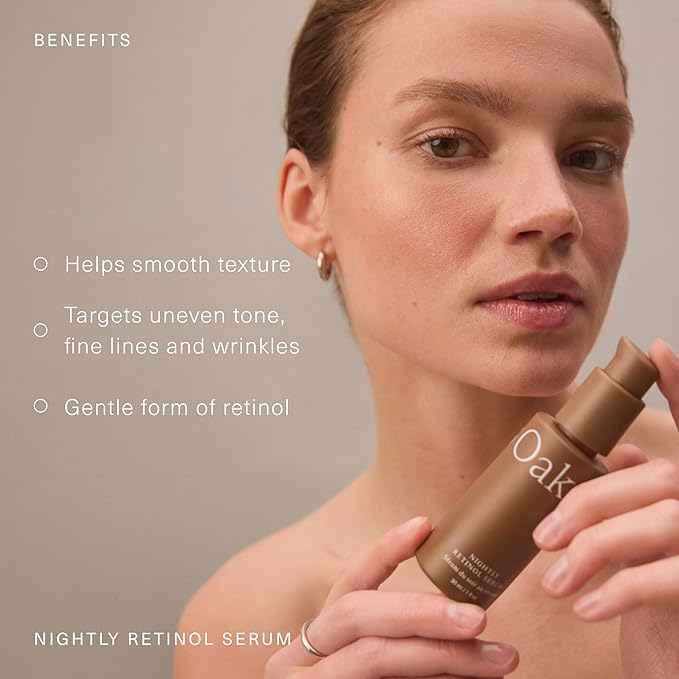 Oak Essentials Nightly Retinol Serum | Anti-Aging Face Serum with Gentle Retinol, Squalane & Avocado Extract, 1 Oz
