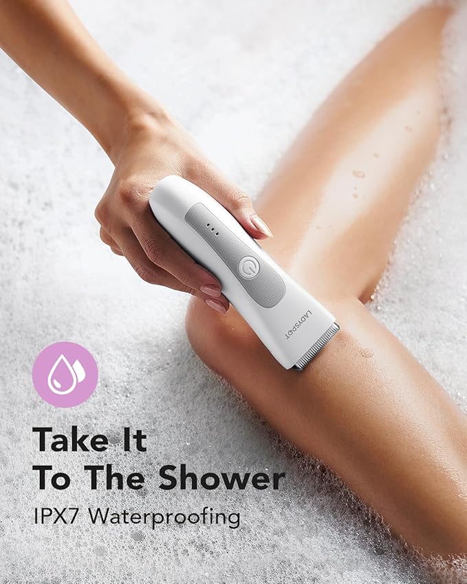 MANSPOT LADYSPOT™ Hair Finishing Trimmer Electric Shaver for Women, Women Shaving Sets, with 3 Guard and Replaceable Ceramic Blade Heads, LADYSPOT™ Pubic Hair Trimmer Kit Sets-(White)