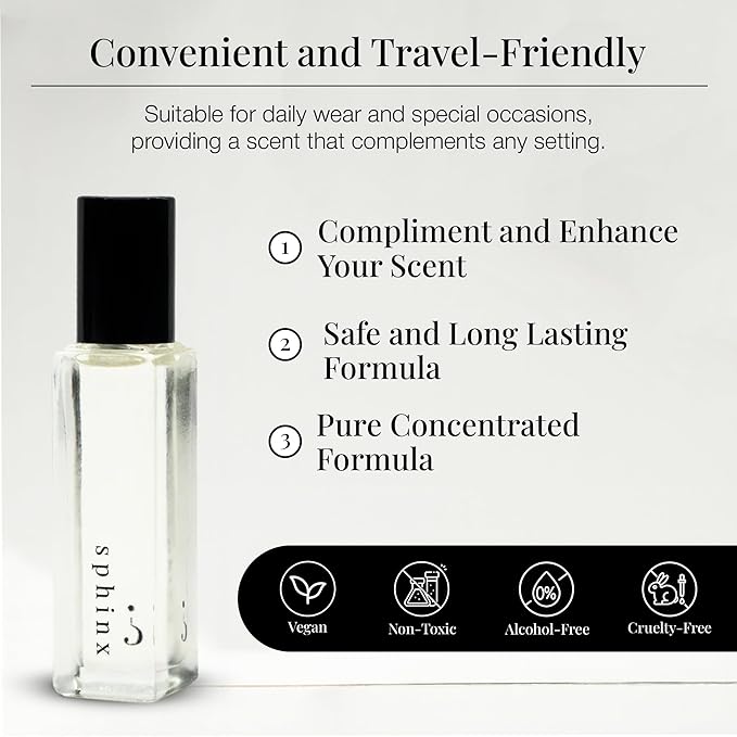 Riddle Sphinx Roll-On Pheromone Perfume Made in USA - Premium Rollerball Fragrance for Women Egyptian Musk & Sandalwood - Long-Lasting Alcohol-Free Gentle on Skin - Ideal for Daily Use and Travel