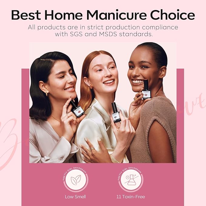 modelones Gel Nail Polish, 15 ML Pink Light Pink Gel Polish Nail Polish High Gloss Soak Off U V French Nail Manicure Salon DIY for Women Girls