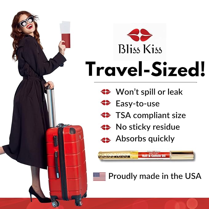 Bliss Kiss | Fragrance Free 4 Nail Oil Cuticle Pens w/Vitamin E & Jojoba⏤Nail Strengthener Nail Growth and Strengthening Serum for Brittle, Peeling, Breaking, Thin nails
