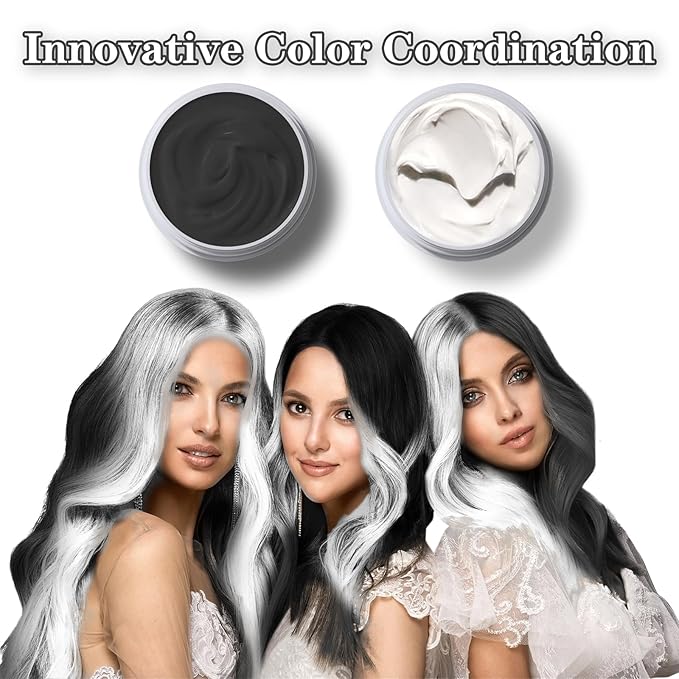Black Hair Color Wax, Temporary Washable Hair Color Dye for Kids, Temporary Dye Wax Natural Hairstyle Cream Hair Pomades for Women & Men Party Cosplay Halloween