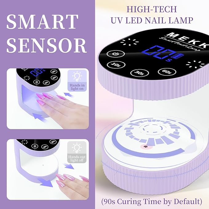 MEKK Cordless Mini UV Light for Gel Nails - 24W Rechargeable Mini UV LED Nail Lamp with Touch Control & Auto Sensor,Small Flash Cure Lamp,4 Timers,Portable Nail Light for Salon & Home-Purple