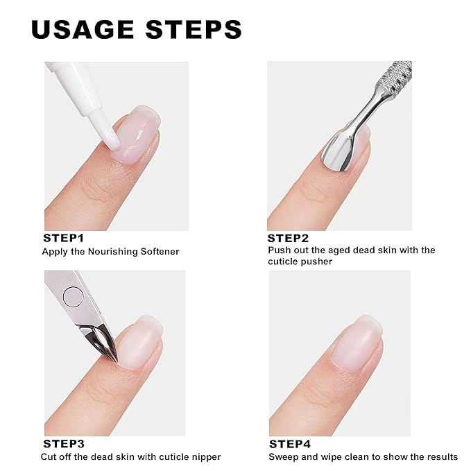 Pre-treatment Cuticle Pusher, Russian Prep Nail Pushers, Dual Ended Cuticle Remover with 100/180 Grit Sandpaper Sheets, Nail Care for Manicure Pedicure Nail Art