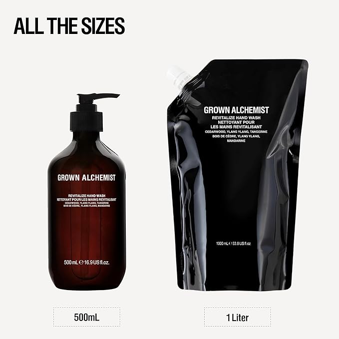 Grown Alchemist Revitalize Hand Wash – Natural Liquid Hand Soap with Ylang Ylang, Tangerine & Cedarwood – Gentle, Hydrating Kitchen & Bathroom Soap, Botanical Cleanser for Sensitive Skin, 500mL