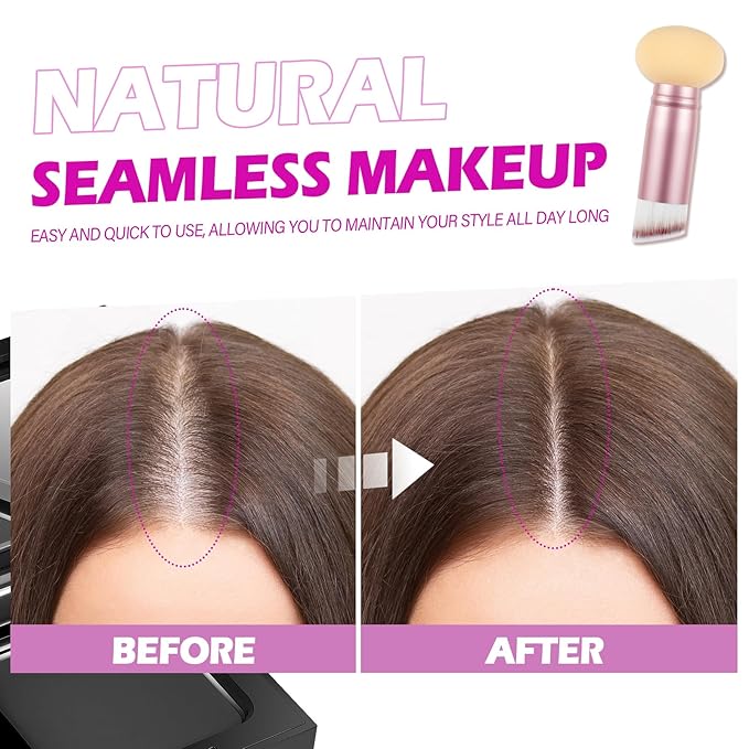 Acomler Root Touch Up Hair Color, Instant Root Cover Up, Black Hairline Powder, Gray Hair Cover Up Hair Fibers for Thinning, Hair Powder for Women Men Includes Makeup Brush (Black, 0.42oz)