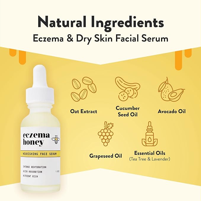 ECZEMA HONEY Nourishing Face Serum - Daily Hydrating Serum - Face Oil for Eczema, Dry & Sensitive Skin (1 Oz)