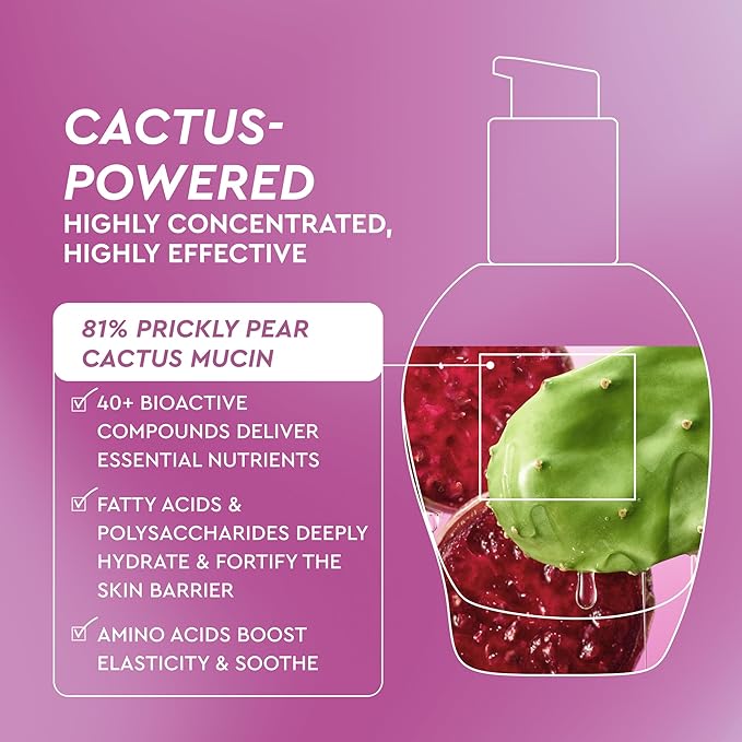 Glow Recipe Prickly Pear Peptide Mucin - Vegan "Snail" Mucin Face Serum to Hydrate & Repair Skin Barrier with Pore Refining Bio-Active Peptides & Deep Hydration - Glass Skin Korean Skincare (40ml)