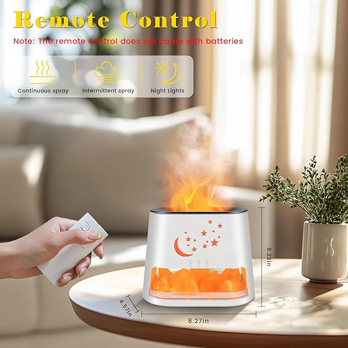 260ml Essential Oil Diffuser & Himalayan Salt Lamp with Remote Control, 8 LED Colors, Timer & Auto-Off Cool Mist Humidifier for Home,Offce,Bedroom (White)