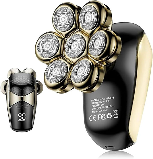 SHPAVVER 5-in-1 Electric Head Shaver: Turbo Speed & Precision for The Perfect Bald Head.