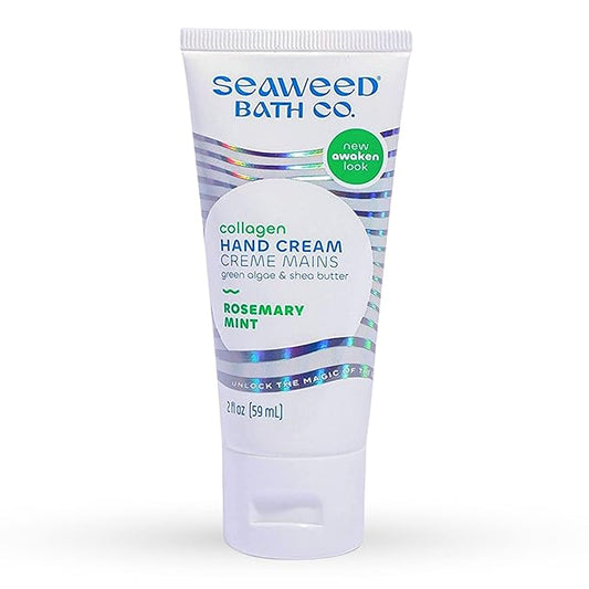 Seaweed Bath Co. Collagen Hand Cream, Rosemary Mint Scent, 2 Ounce, Sustainably Harvested Seaweed, Green Algae, Shea Butter